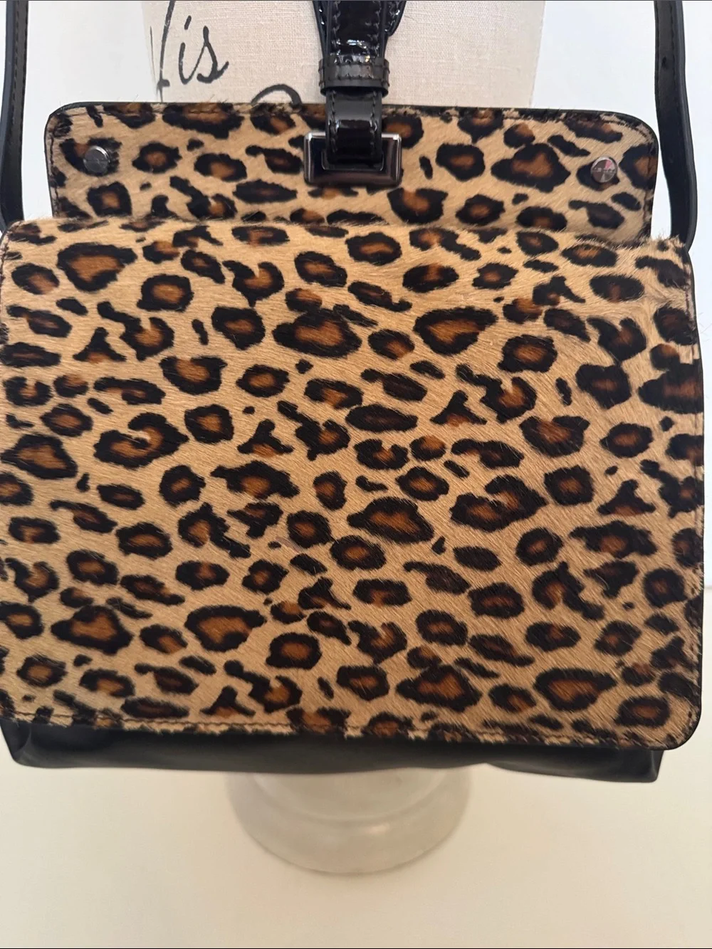 *NWT* Worth NEW York Designer Leopard calf hair handbag - Wristlet Black leather